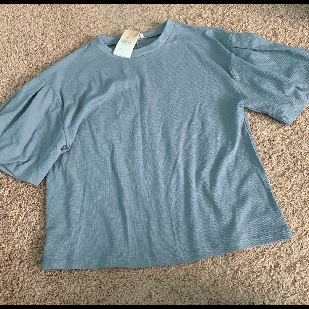 Blue Balloon Sleeve T-shirt